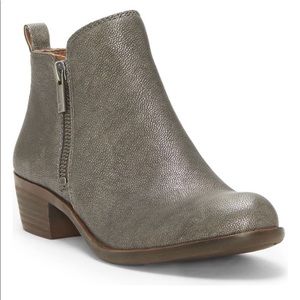 Lucky Basel Metallic Pewter Ankle Bootie Size 10